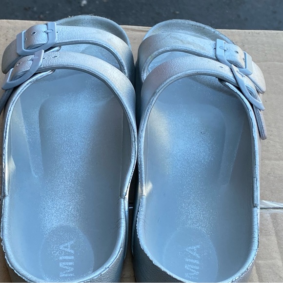 Mia Birkenstock a like Arizona Silver Women's Plastic Sandals Size 11.5 - Picture 7 of 9